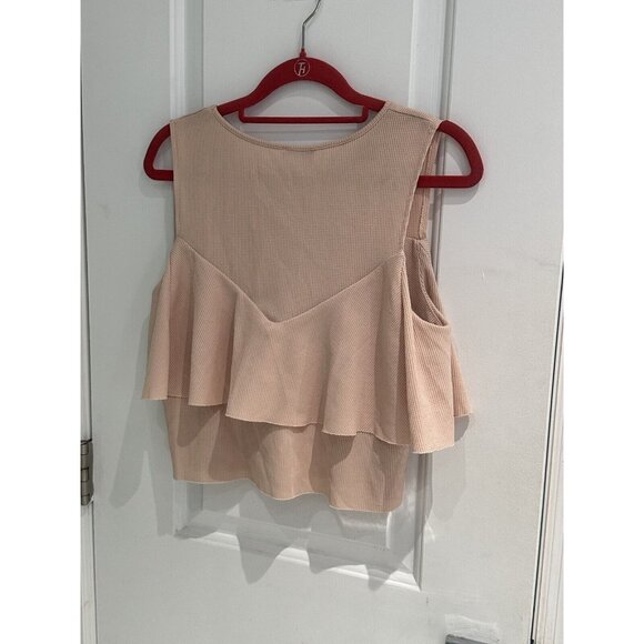 Zara Knit Women’s Light Pink Sleeveless Top Summer Casual With Layer Look Size L - Picture 6 of 11